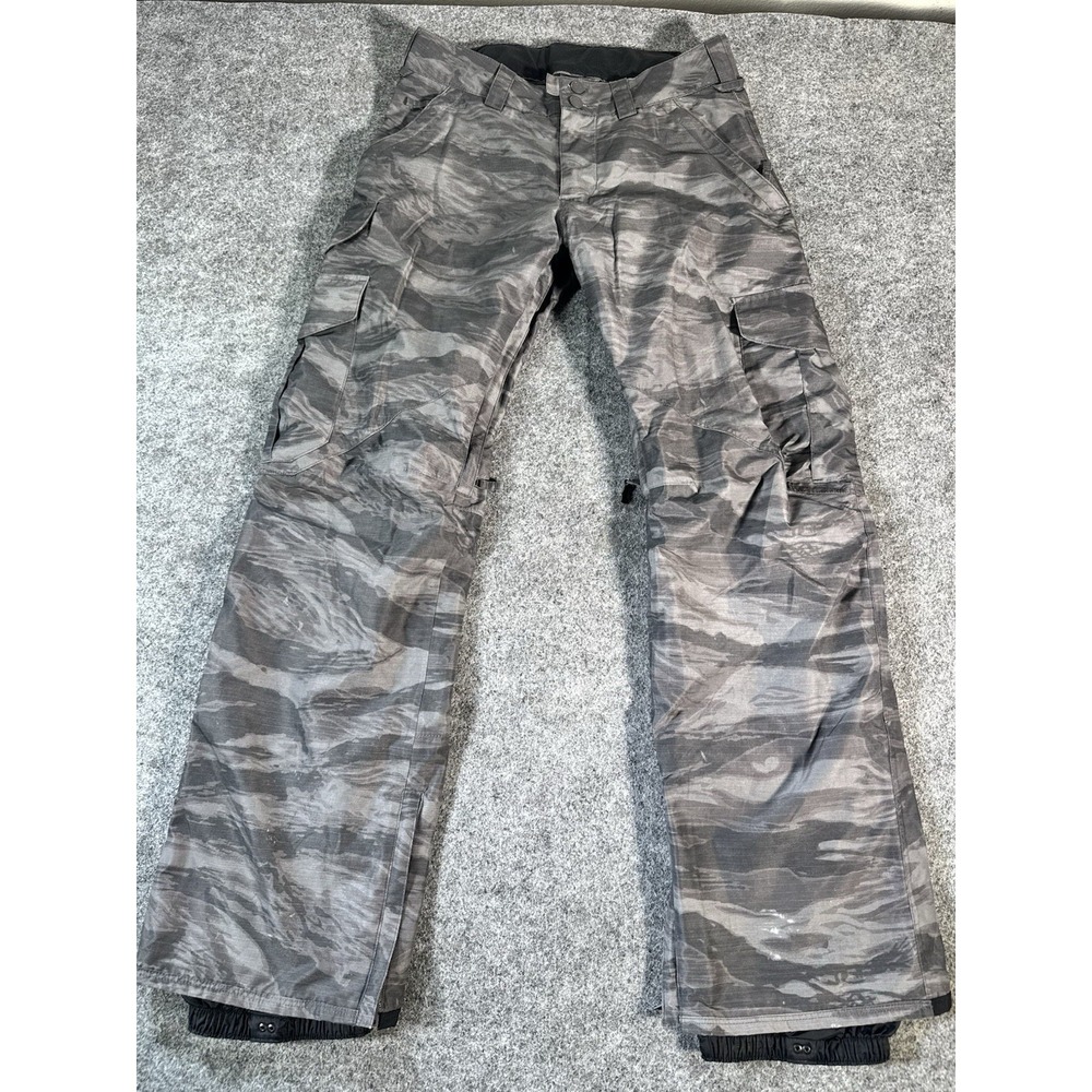 Burton Snowboard Snow Pants Womens XS Gray Camo Cargo Living Lining Ski